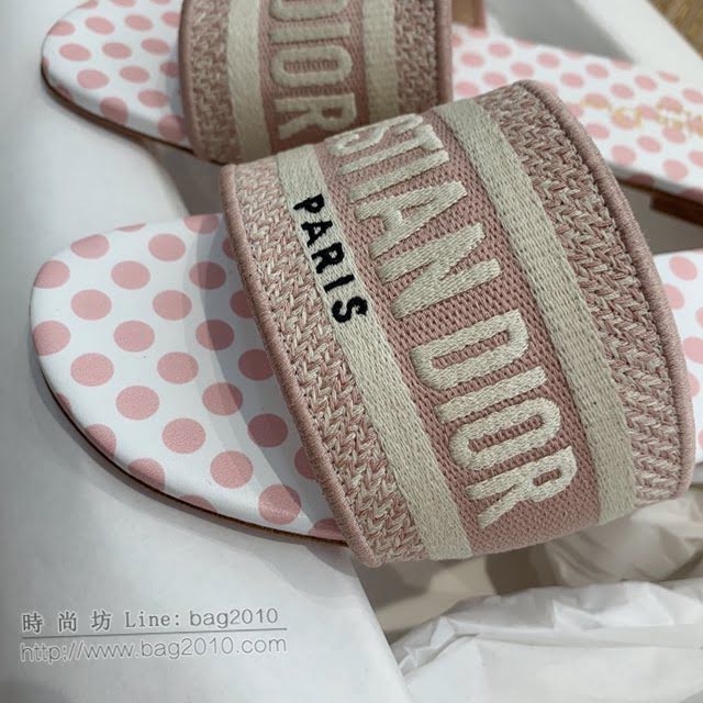 DIOR女鞋 迪奧2021專櫃新款磨砂新大底涼拖 Dior一字型刺繡平拖  naq1489